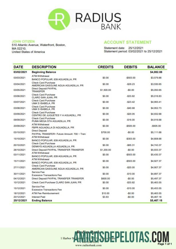 AS Massachusetts Radius bank Word PDF sampel