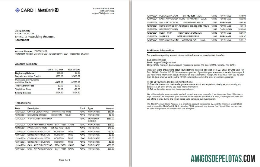 AS Meta bank kartu laporan Word and PDF Contoh, 2 pages desain