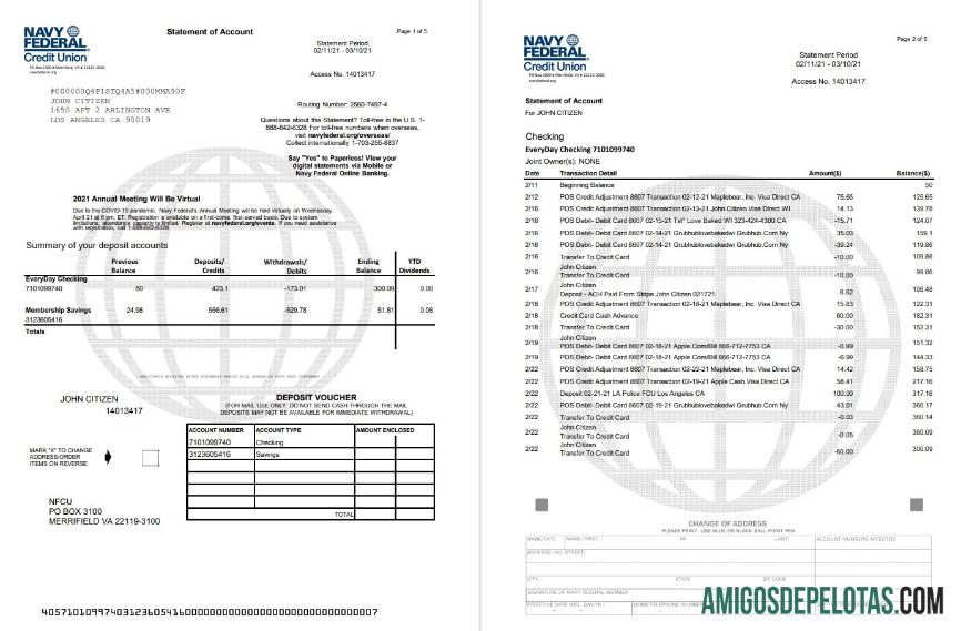AS Navy Federal 5 pages Excel PDF pratinjau