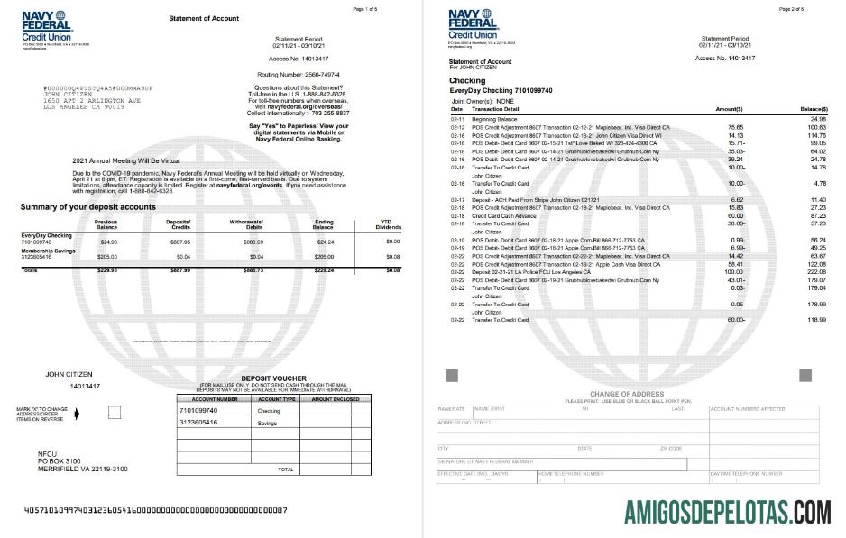AS Navy Federal serikat Word 5 pages sampel