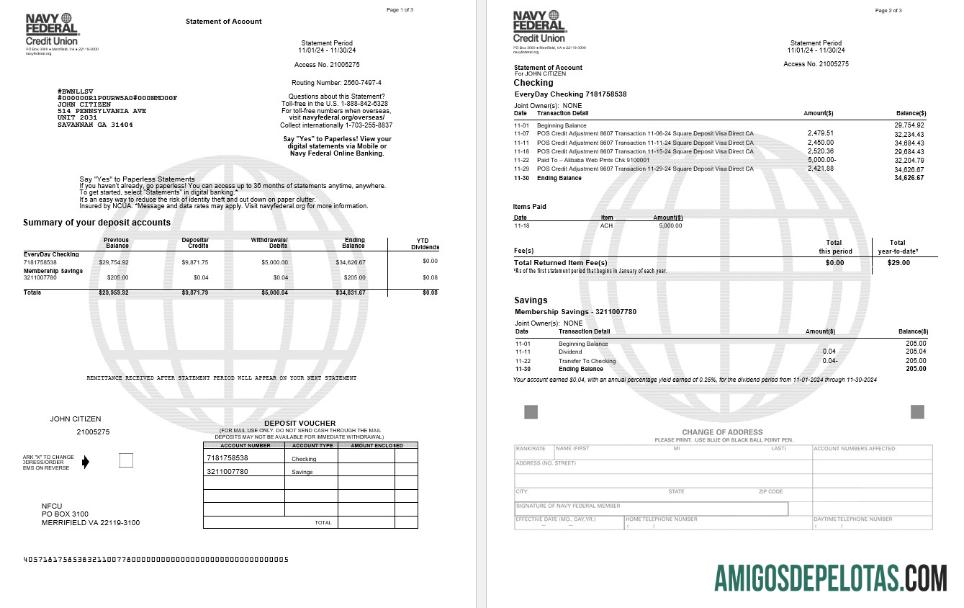 AS Navy Federal bank laporan, 3 pages sampel
