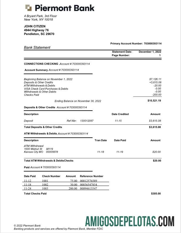 Dapat Diedit AS Baru York Piermont bank laporan Word and PDF templat