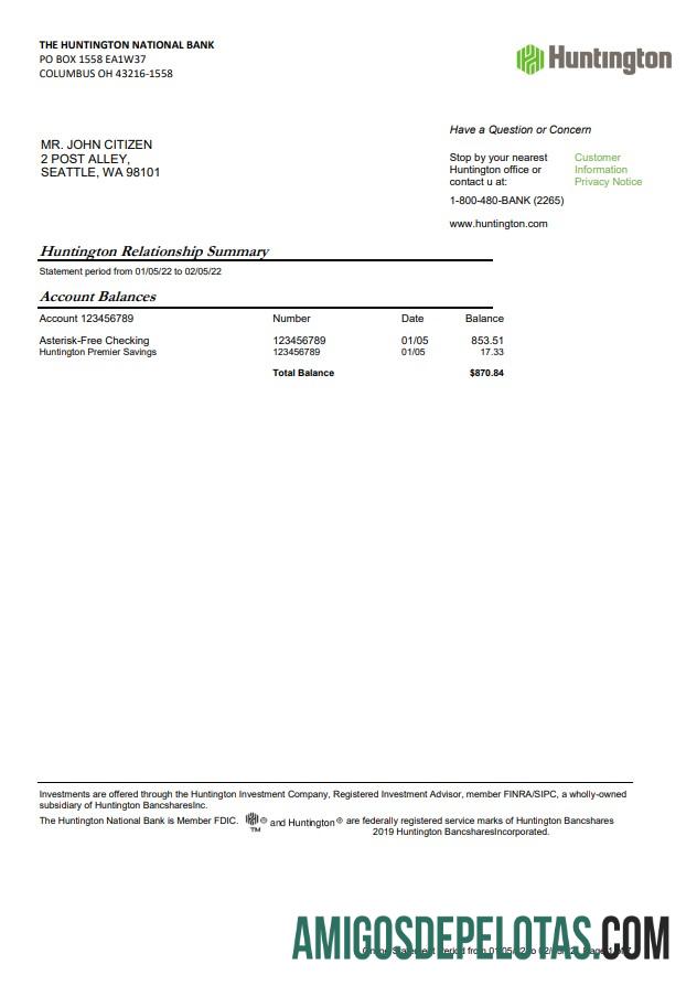 AS Ohio Huntington bank laporan 7 Halaman desain