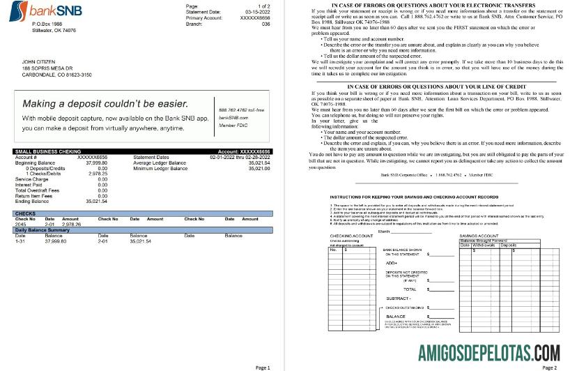AS Oklahoma SNB bank laporan 2 pages pratinjau