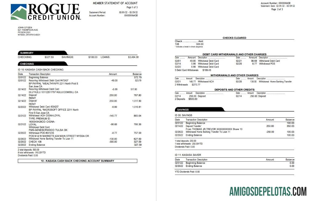 AS Oregon Rogue bank laporan 3 pages desain