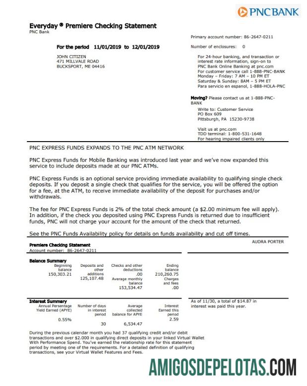 Berkualitas AS PNC bank proof of address laporan templat in Word and PDF format