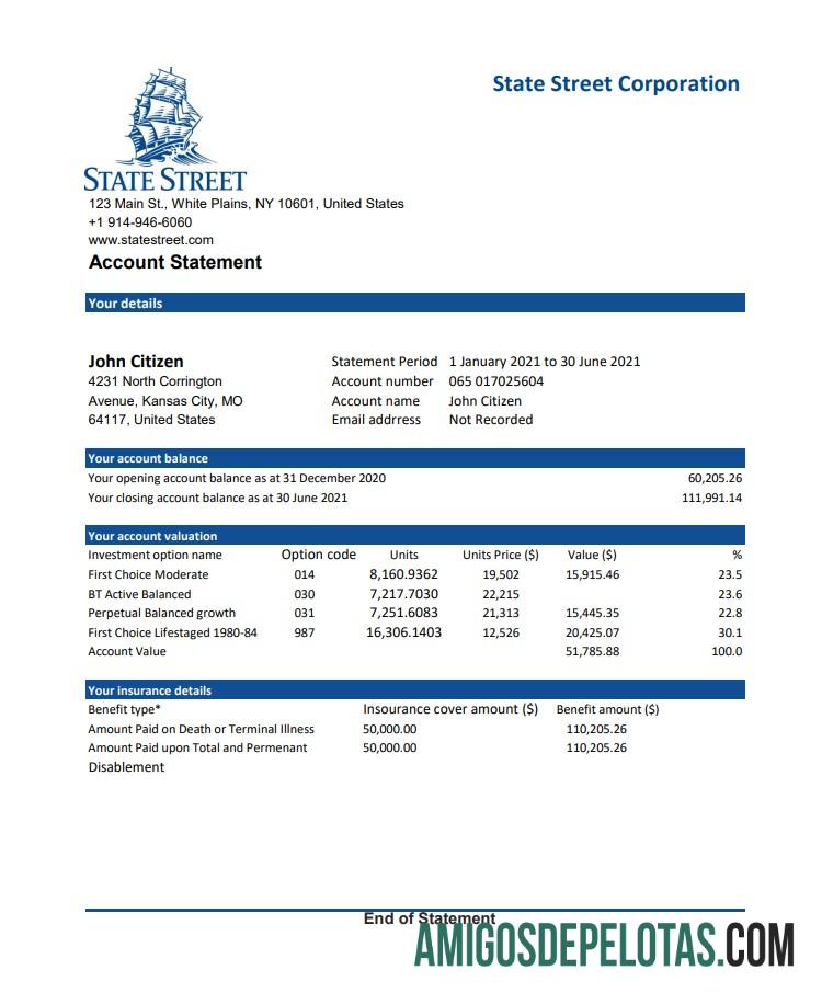 AS State Street Corporation Excel PDF makering