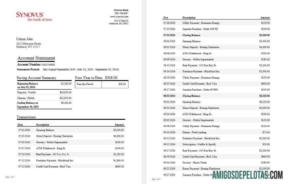 Berkualitas AS Synovus bank laporan Word and PDF templat, 3 pages