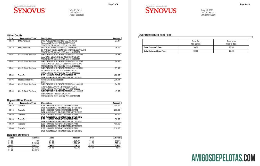 Berkualitas AS Synovus bank laporan Word and PDF templat, 4 pages 2