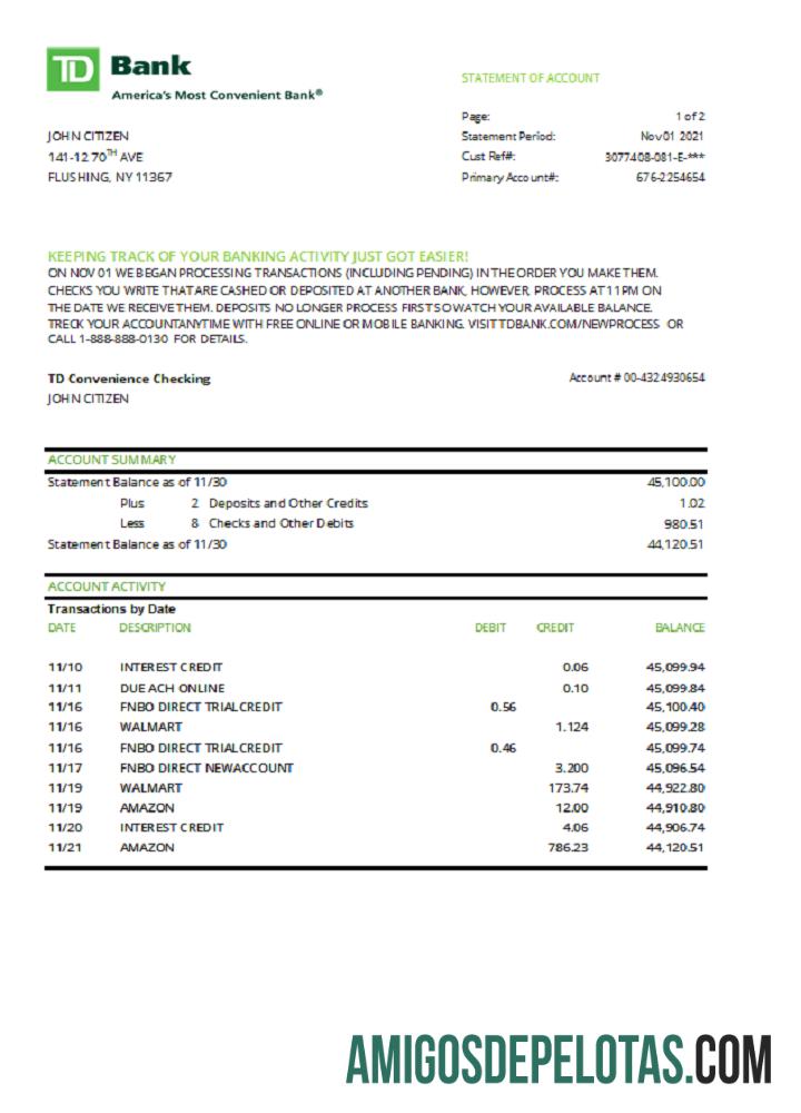 Dapat Diedit AS TD bank laporan templat in .XLS and .PDF Berkas format