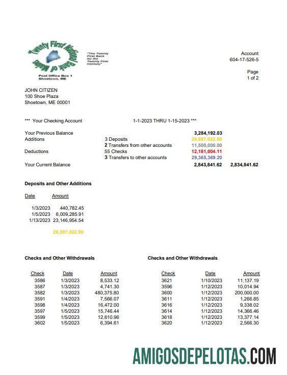 Realistis AS Twenty First nasional bank of Maine bank laporan Word and PDF templat, 2 pages
