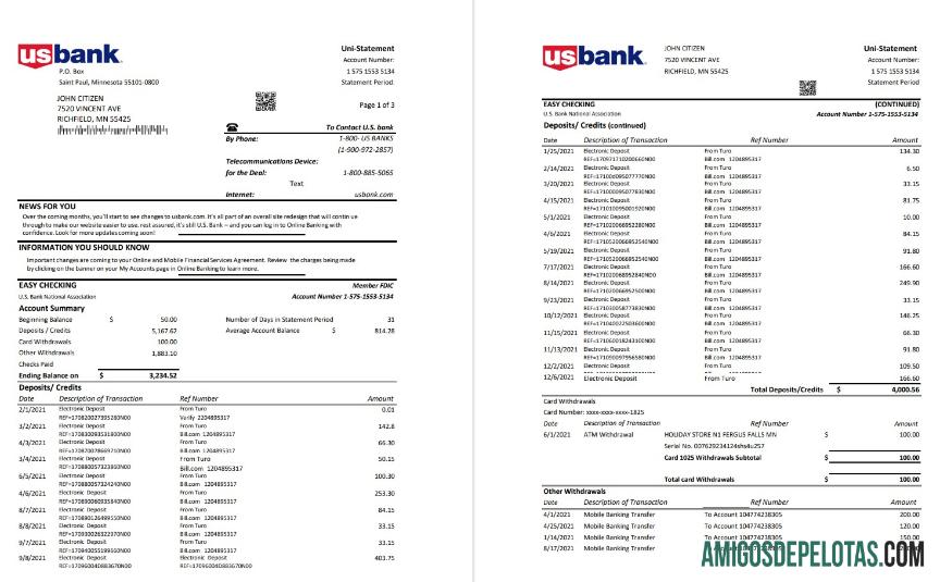 Berkualitas AS U.S. bank laporan templat in Excel and PDF (.XLS and .PDF Berkas) format (3 pages)