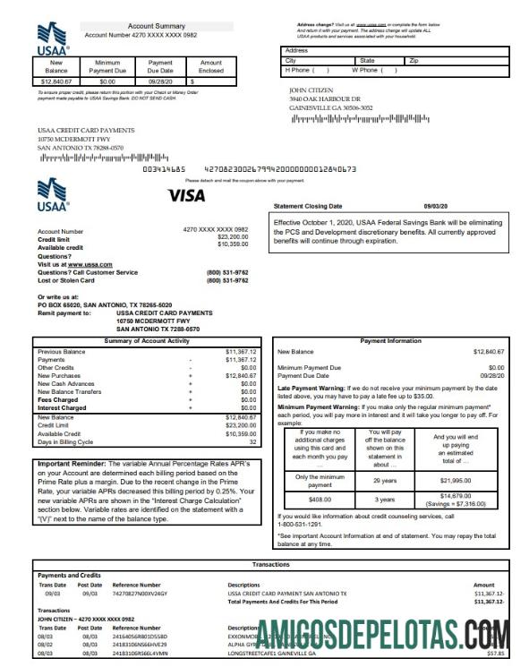 AS USAA bank Kredit kartu laporan desain