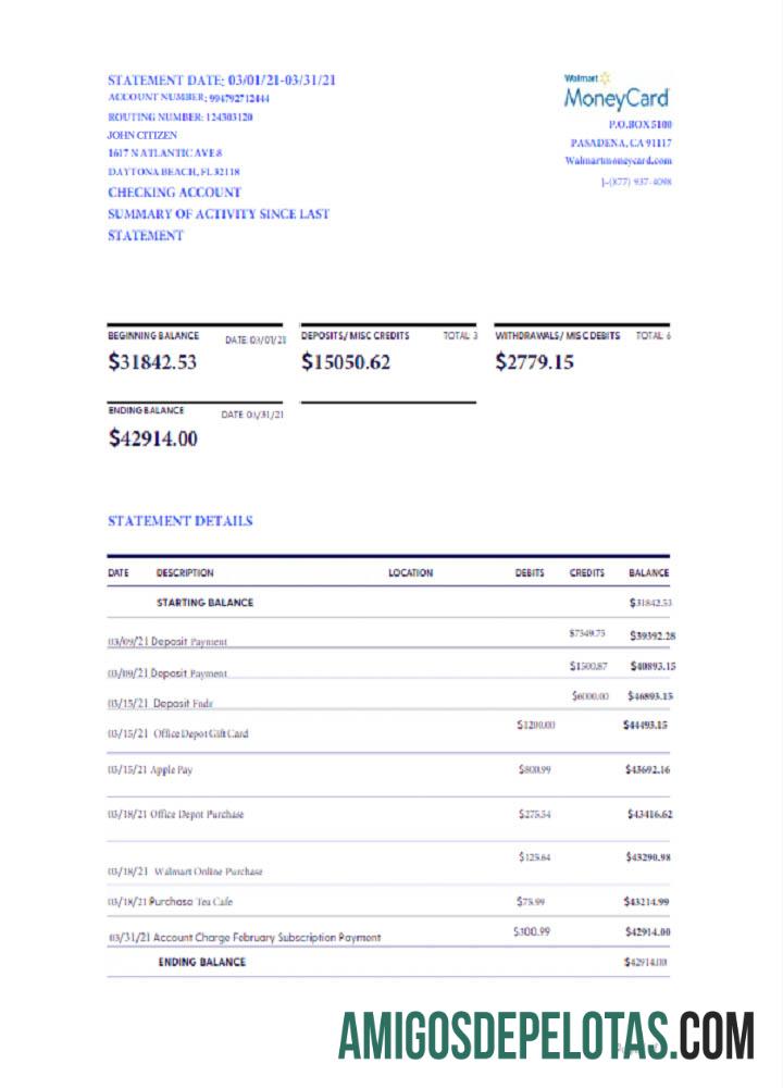 Berkualitas AS WALMART MONEY kartu laporan Word and PDF templat, versi 2