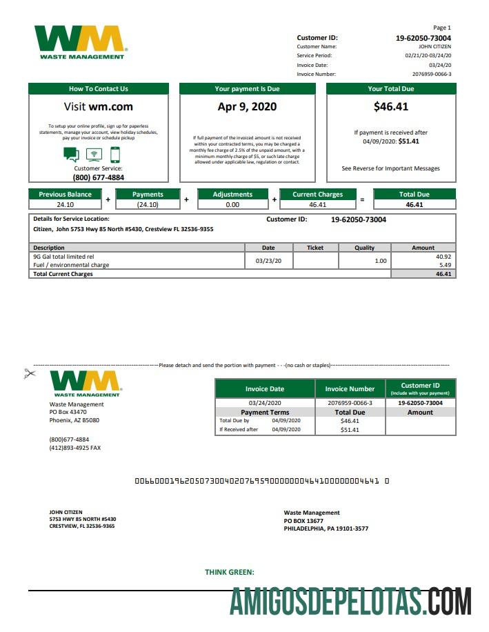 Berkualitas AS Waste Management bank laporan templat in Word and PDF format, good for address prove