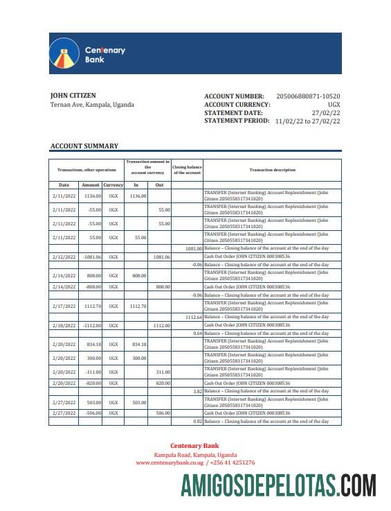 Profesional Uganda Centenary bank laporan, Excel and PDF templat