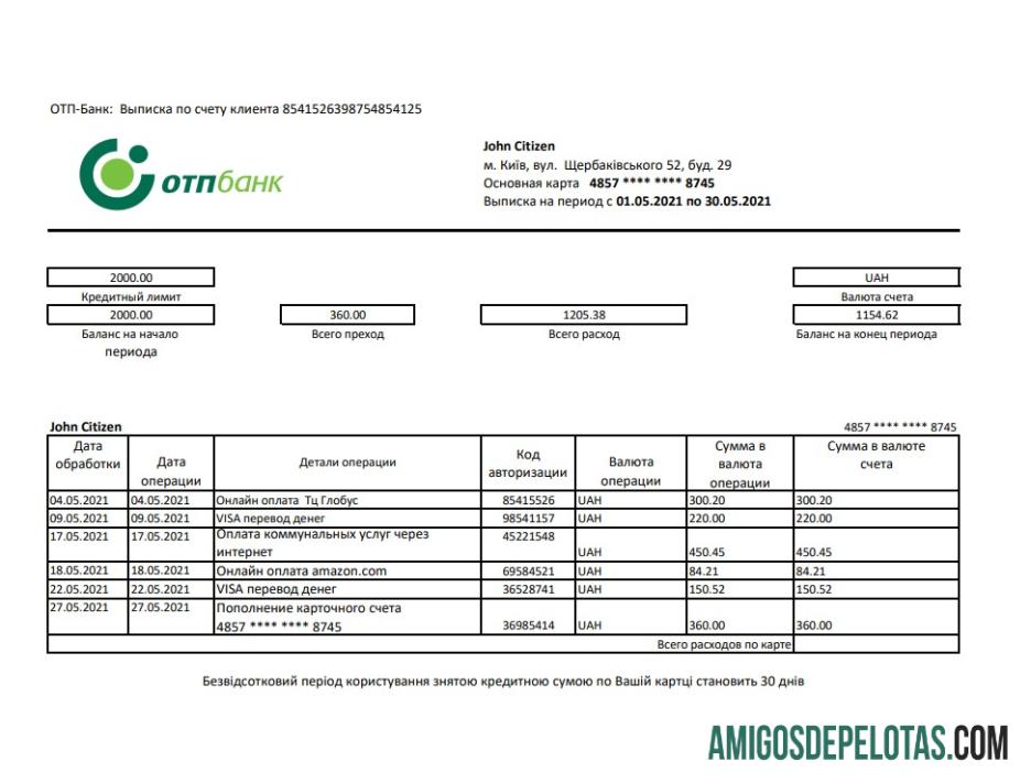 Ukraina OTP Excel PDF desain
