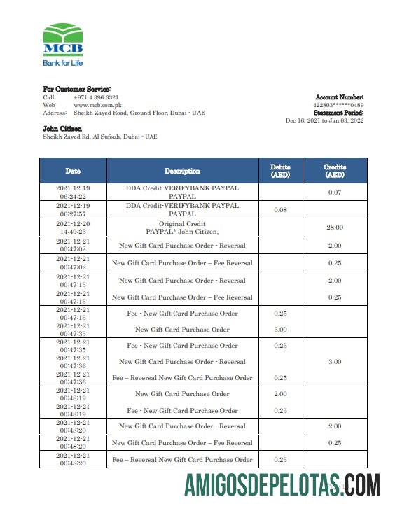 Profesional Uni Emirat Arab MCB bank laporan templat in Word and PDF format