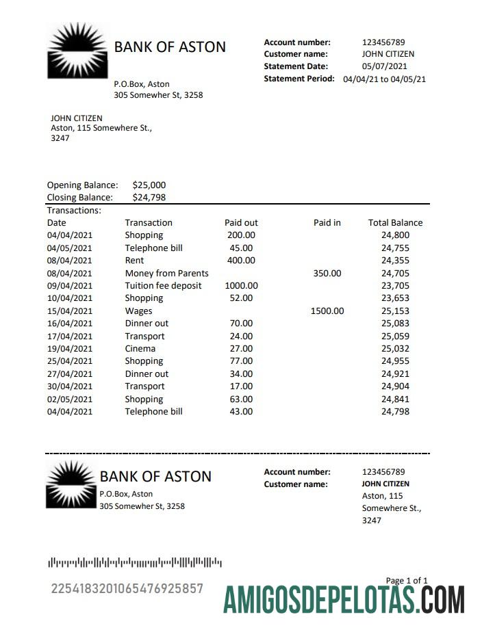 Inggris Raya bank of Aston Excel PDF sampel