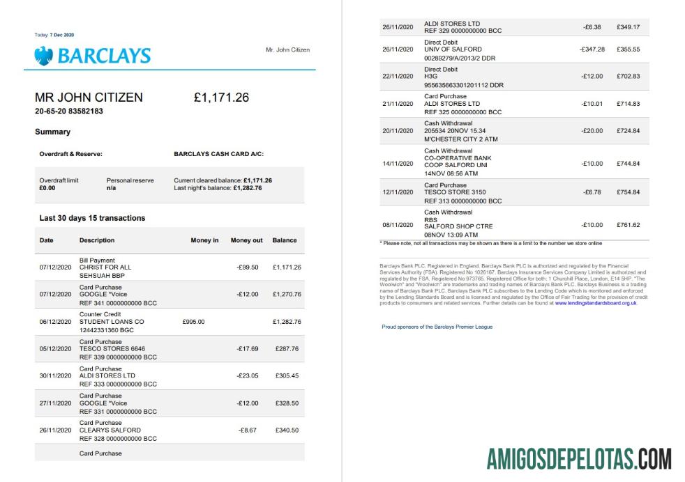 Berkualitas Inggris Raya Barclays bank laporan templat in Word and PDF format, versi 3 (2 pages)