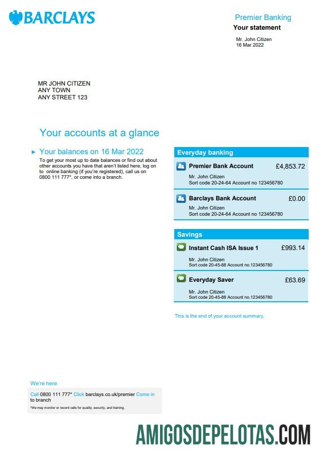 Realistis Inggris Raya Barclays bank laporan, Word and PDF templat, 4 pages, versi 2