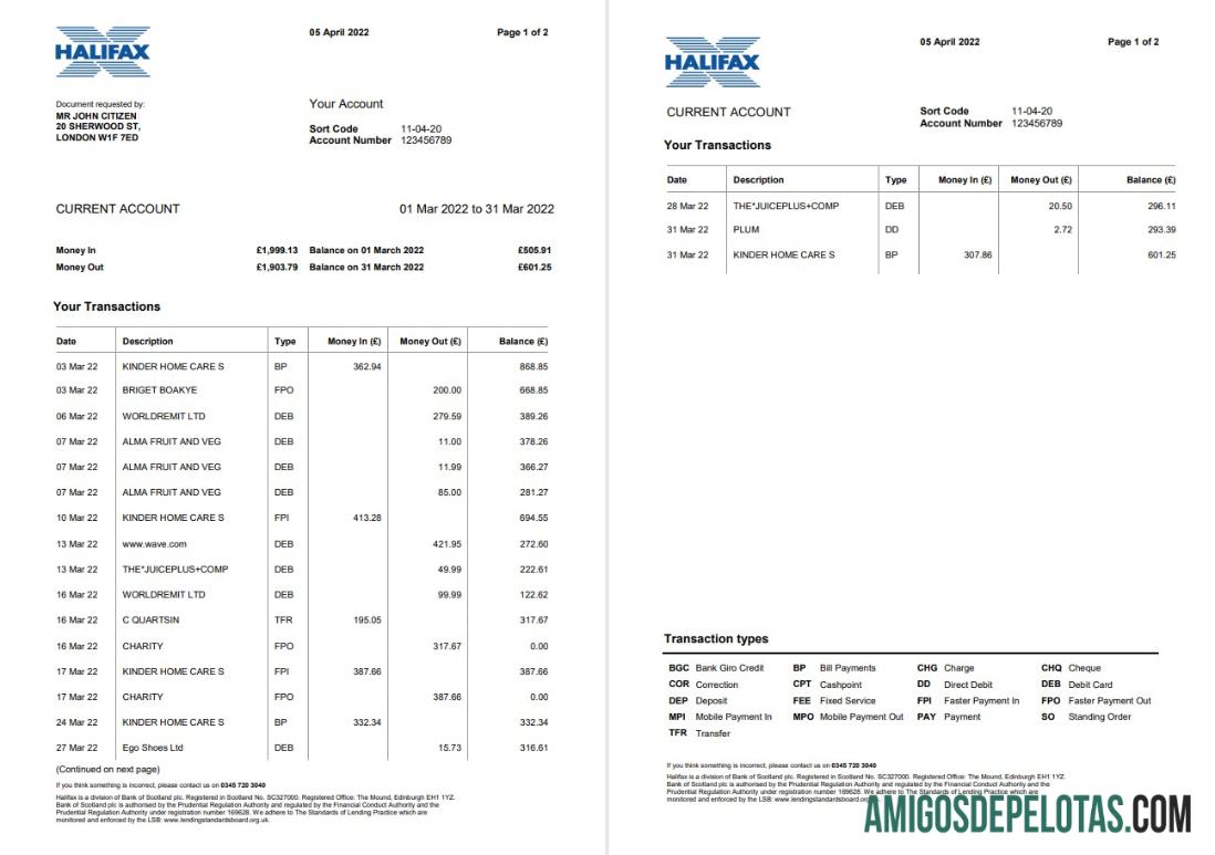 Profesional Inggris Raya Halifax bank laporan Word and PDF templat, 2 pages, versi 2