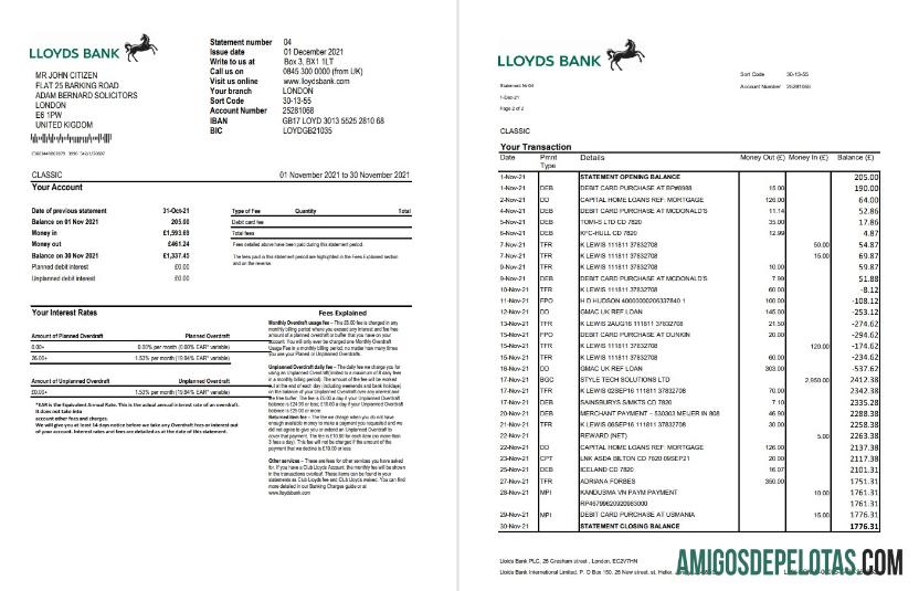 Profesional Inggris Raya Lloyds bank laporan templat in Excel and PDF format (2 pages)