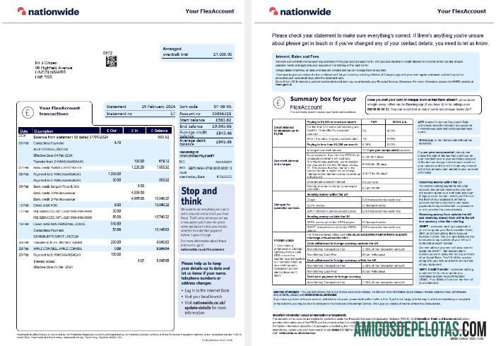Realistis Inggris Raya Nationwide bank laporan current versi templat, 2 pages