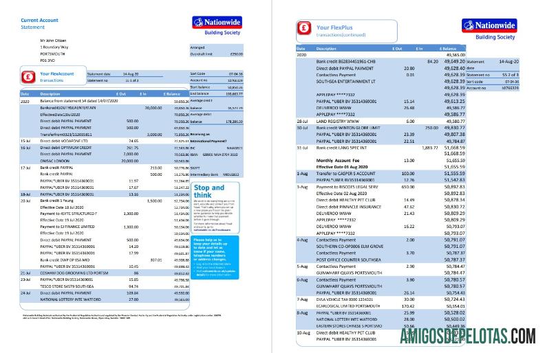 Profesional Inggris Raya Nationwide bank laporan templat in .XLS and .PDF format (5 pages)