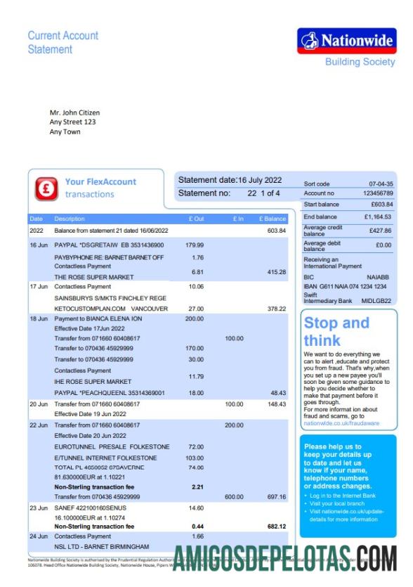 Premium Inggris Raya Nationwide bank laporan, Word and PDF templat, 5 pages, versi 2