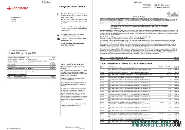 Profesional Inggris Raya Santander bank laporan Word and PDF templat, 3 pages, versi 2