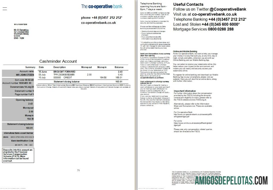 Premium Inggris Raya The Cooperative bank laporan Word and PDF templat, 2 pages