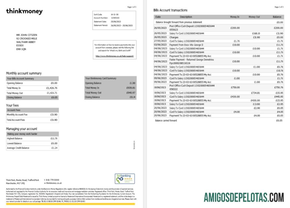 Profesional Inggris Raya Think Money bank laporan Word and PDF templat, 3 pages 1 2 SCR