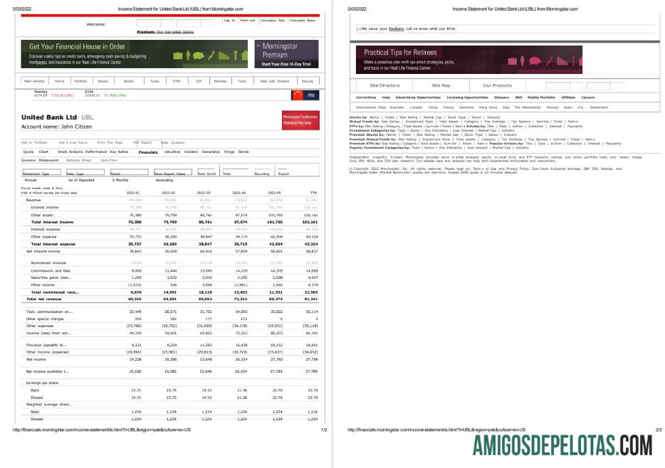 Dapat Diedit Inggris Raya United bank Ltd (UBL) bank incoming laporan, Word and PDF templat, 2 pages
