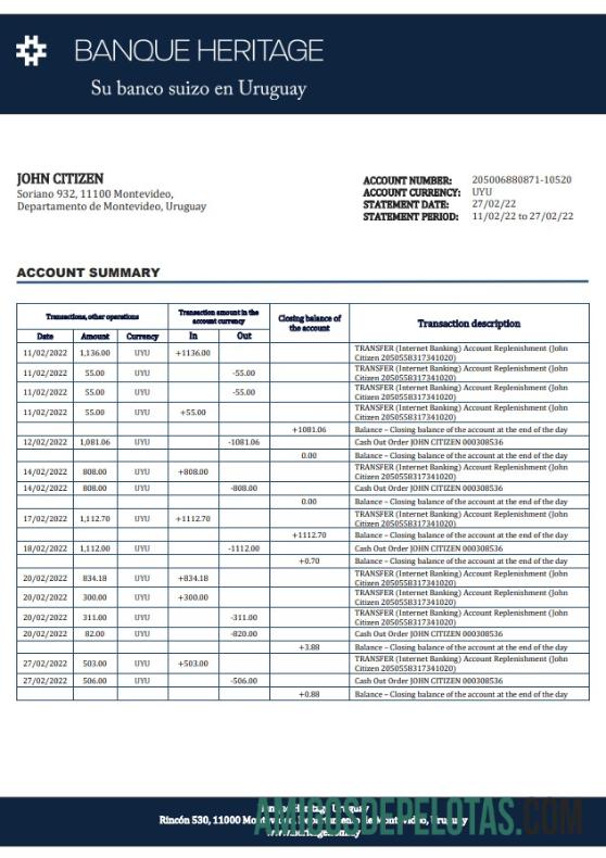 Uruguay Banque Heritage bank laporan.doc templat