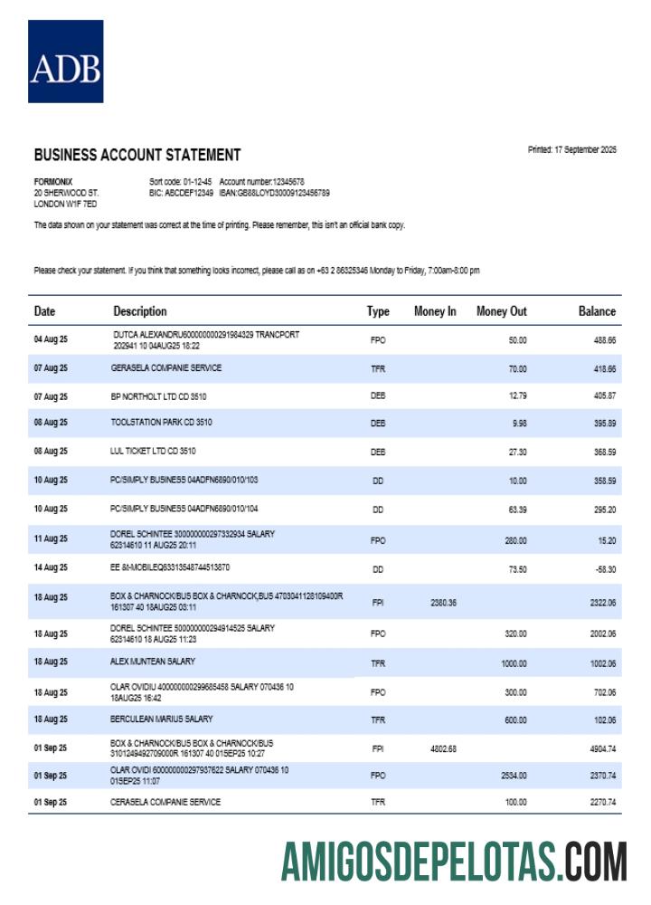 Premium ADB firm rekening laporan Word and PDF templat (1)