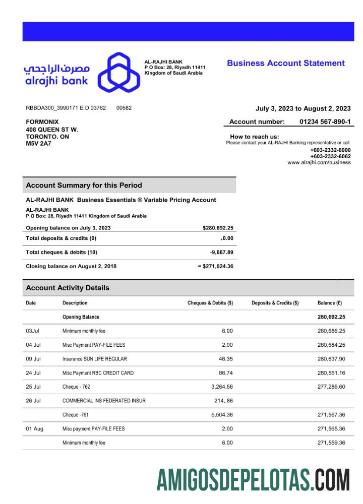 Premium Al Rajhi bank Perusahaan rekening laporan Word and PDF templat