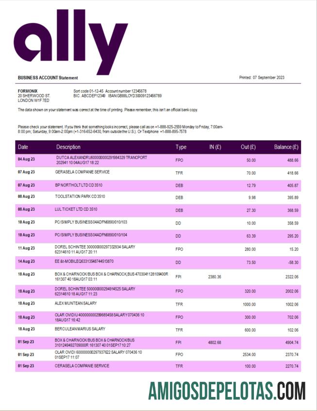 Profesional Ally bank enterprise laporan Word and PDF templat