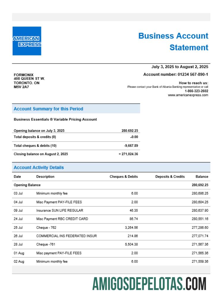 Premium American Express Air Miles enterprise rekening laporan Word and PDF templat