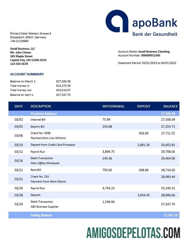 Berkualitas Apobank enterprise rekening laporan Word and PDF templat