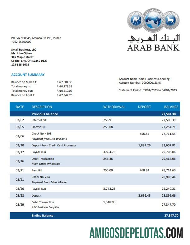 Berkualitas Arab bank organization checking rekening laporan Word and PDF templat
