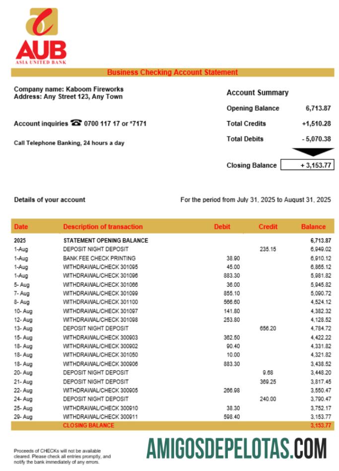 Asia United bank (AUB) Perusahaan laporan Word and PDF format templat