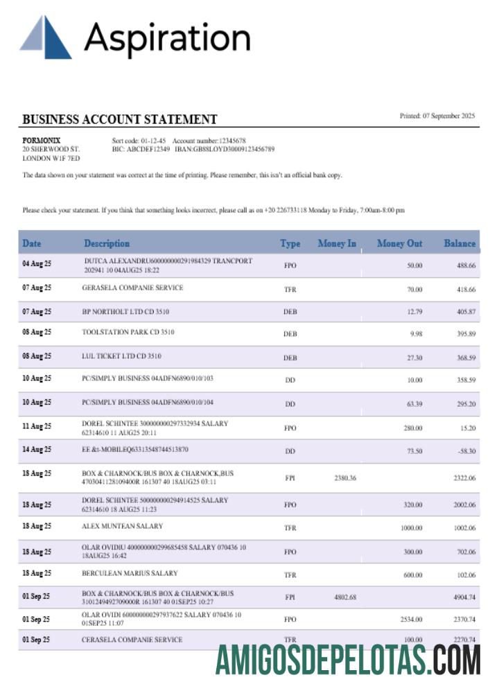 Berkualitas Aspiration bank bisnis rekening laporan Word and PDF templat