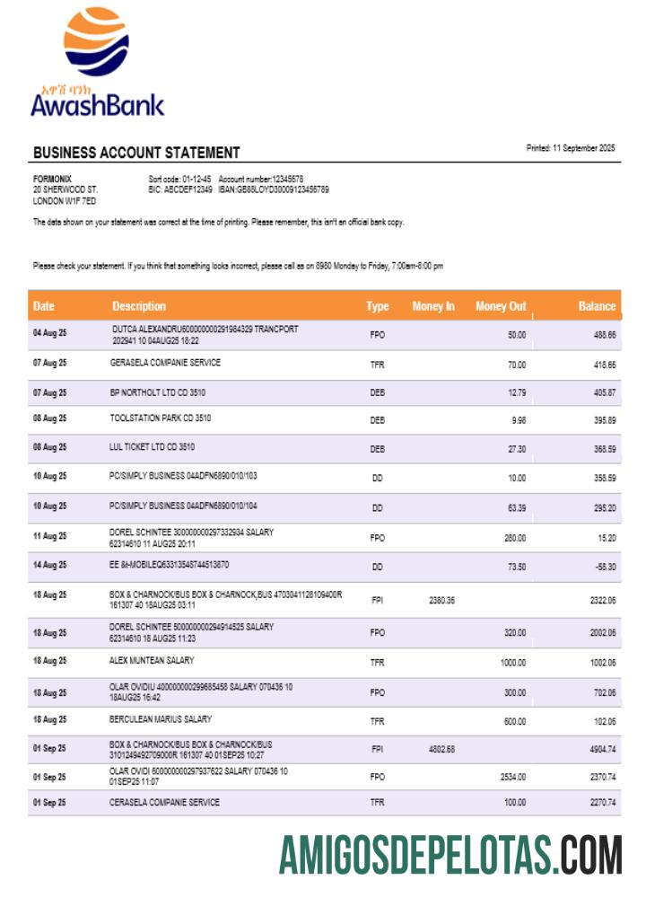 Premium Awash bank firm rekening laporan Word and PDF templat