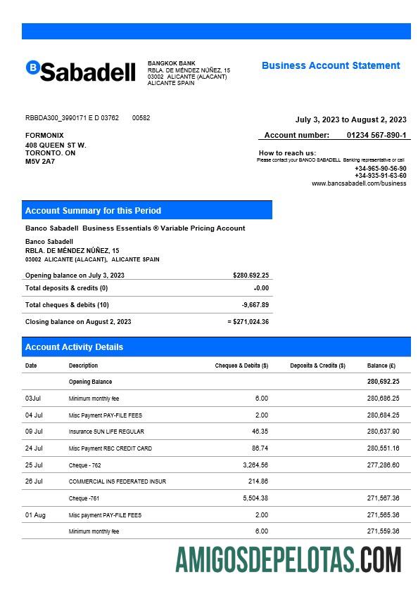 Dapat Diedit BANCO Sabadell firm laporan Word and PDF templat