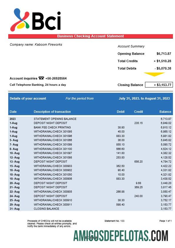 Premium BCI bank Perusahaan rekening laporan Word and PDF templat