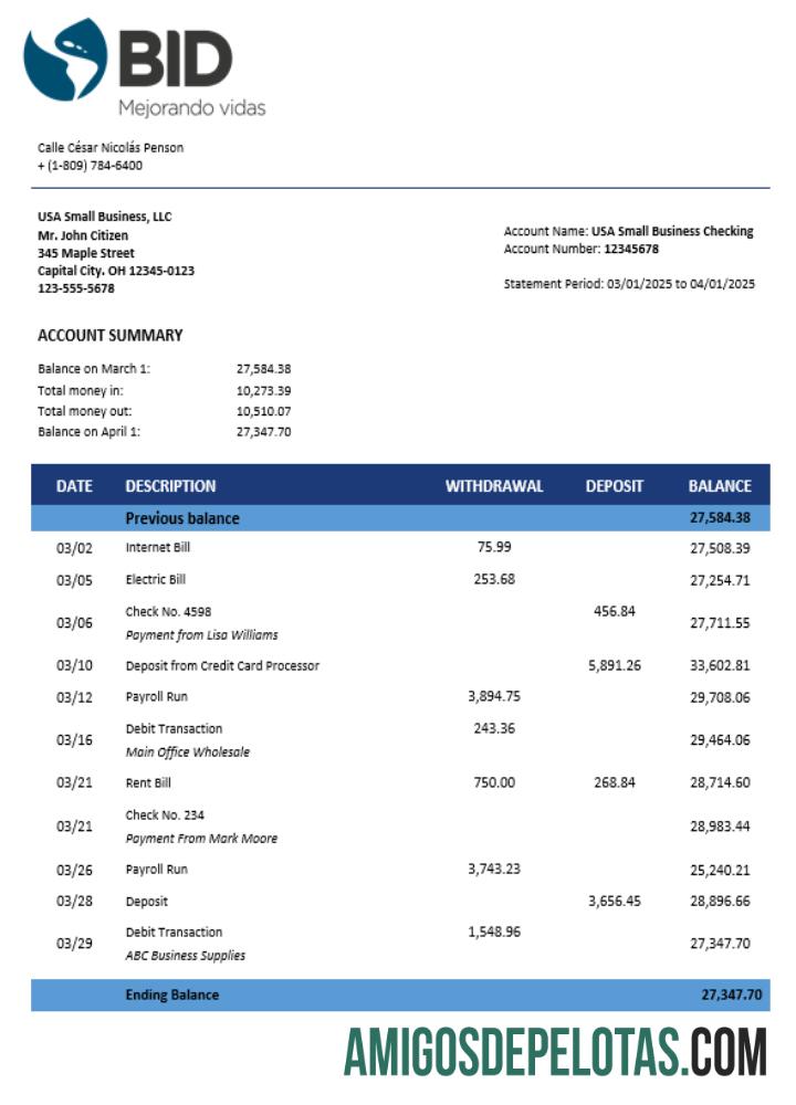 Premium BID bisnis rekening laporan Word and PDF templat