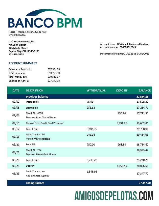 Realistis Banco BPM enterprise laporan Word and PDF templat