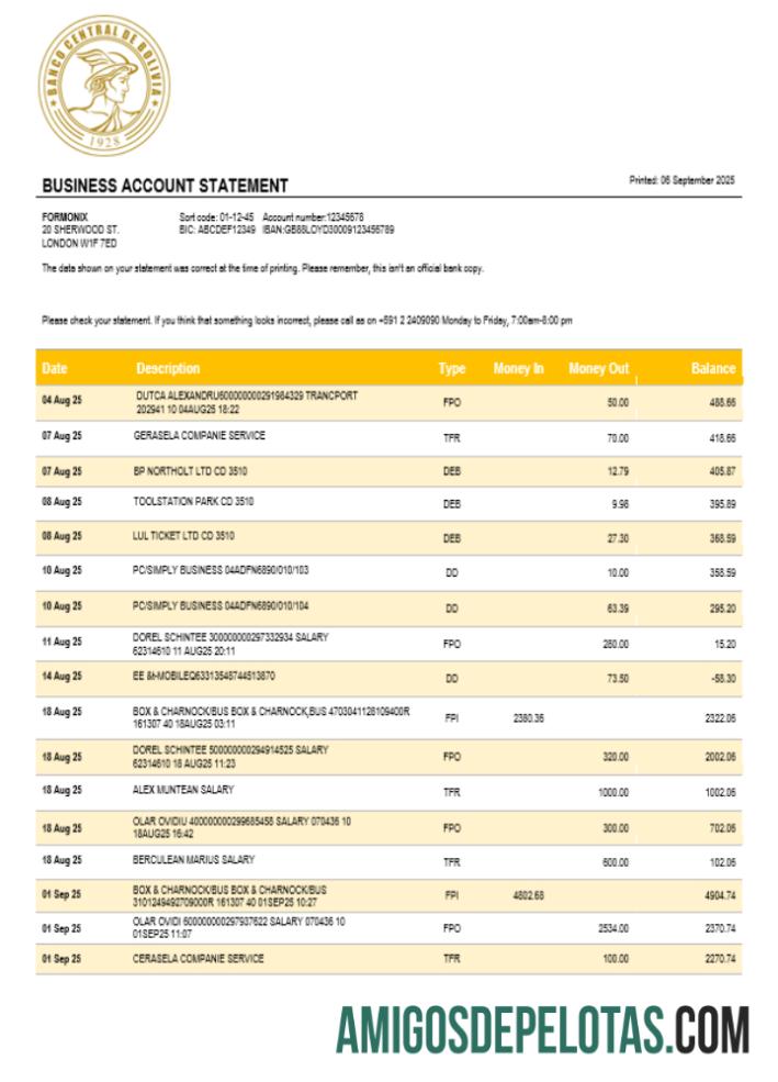 Banco Central de Bolivian enterprise laporan Word and PDF format pratinjau