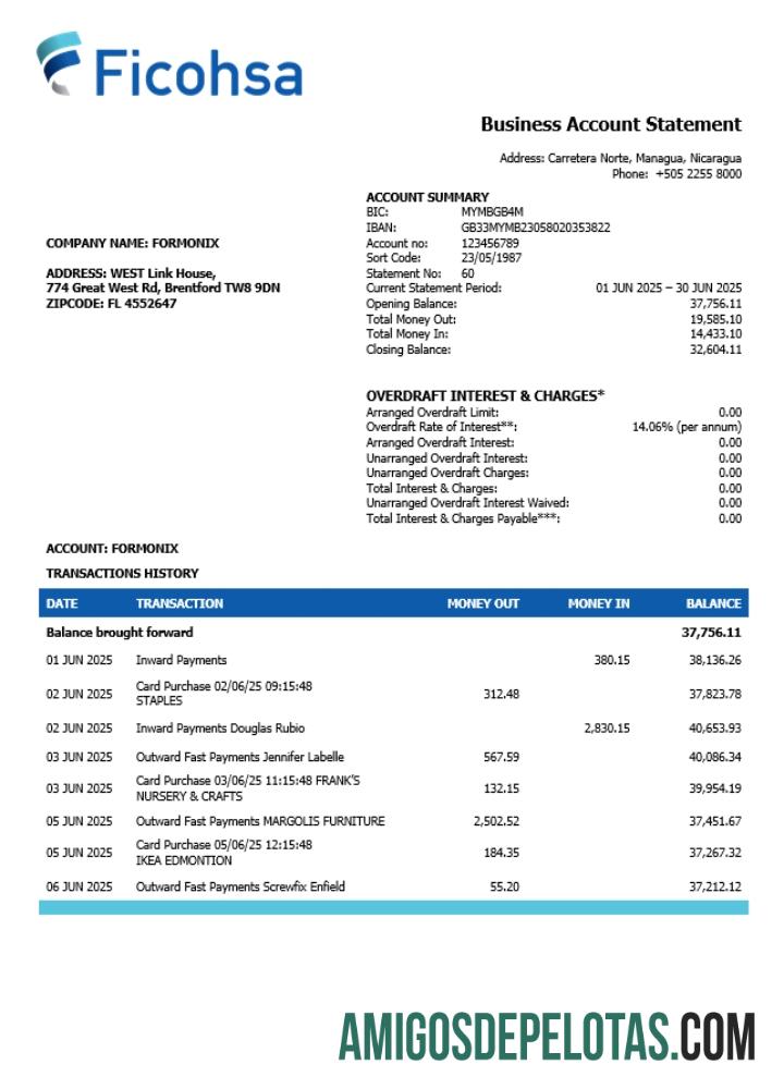 Banco Ficohsa bisnis bank laporan Word and PDF format (1) templat